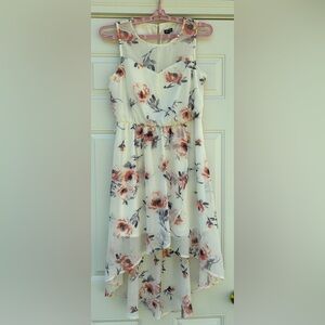 Lily Rose Womens Floral High Low Dress Sz L Watercolor Feminine Sheer Beach Y2K